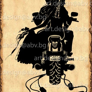 Vektor HOCHZEIT Motorrad, just married, ai, eps, pdf, png, svg, dxf, jpg Download, graphisch, Rabatt-Coupons