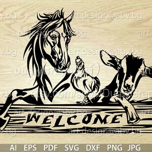 Vector ANIMAL FARM, ai, eps, pdf, svg, dxf, png, jpg Digital image, horse, chicken, goat animals