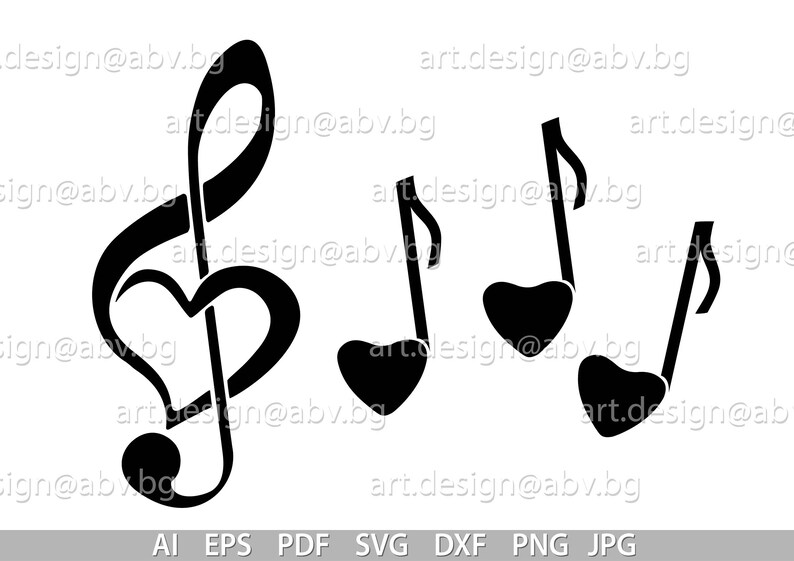 Download Vector NOTES music love AI eps png svg dxf pdf jpg | Etsy