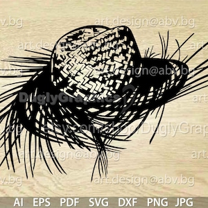 Cappello di paglia vettoriale: grafica estiva (download digitale)