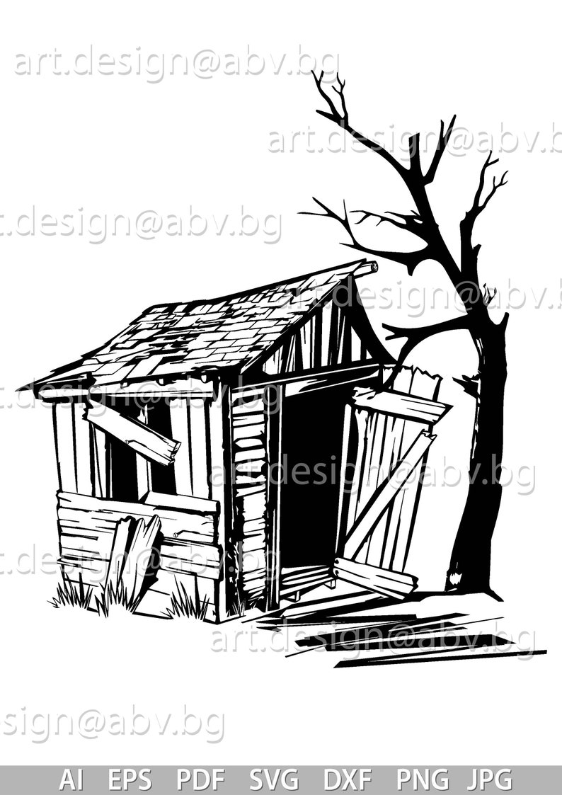 Download Vector OLD SHACK wooden shed ai eps pdf svg dxf png | Etsy