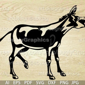 Vector BRAYING DONKEY ai eps pdf png dxf svg jpg, Download, Digital image, graphical, animal farm