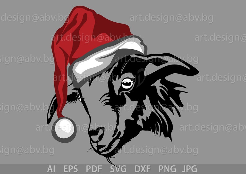 Download Vector GOAT with Christmas hat head 6 colors GoatAlpine | Etsy