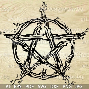 Floral Pentagram Symbol Vector Art (Digital Download)