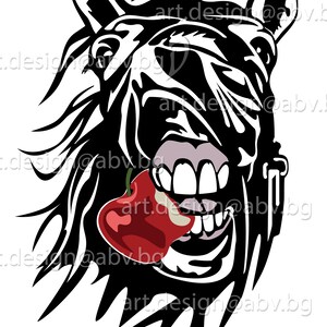 Horse with Apple Vector Art: Fun Graphic Image (Digital Download)
