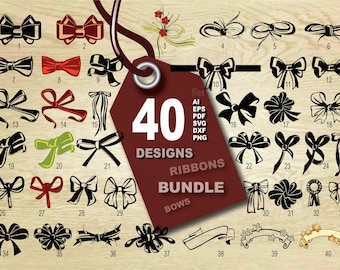 Pacchetto di 40 fiocchi vettoriali (ai, eps, pdf, svg, dxf, jpg, png)