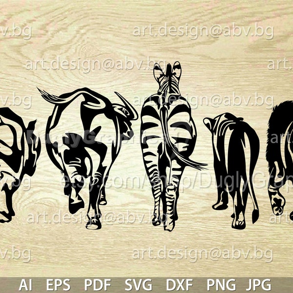 Vector SAFARI ANIMALS, ai, eps, pdf, svg, dxf, png, jpg Download, Digital image, graphical, zebra, lion, tiger, rhino, buffalo