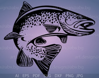 Vector TROUT, fish, AI, eps, pdf, svg, dxf, png, jpg Image Graphic Digital Download Artwork graphical tail discount coupons
