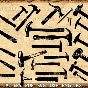 Hammer Vector Bundle: 24 Tools Graphics (Digital Download)