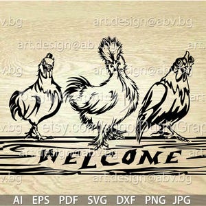 Gráfico vectorial de pollos de Rebelión en la Granja: Letrero de bienvenida (Descarga digital)