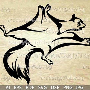 Vektor-FLUGHÖRNCHEN, stilisiert, AI, png, eps, pdf, svg, dxf, jpg, Instant Download, digitales Bild, grafisches Bild, Printable, Coupons