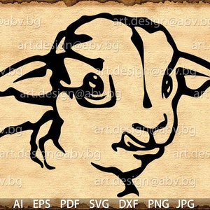 Vector SHEEP head, baby, AI, PNG, eps, pdf, svg, dxf, jpg Instant Download, graphical image Art Print, animal, Digital image