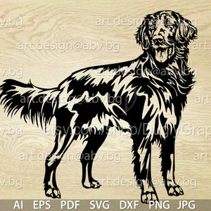 Vector DOG Flat Coated Retriever AI eps pdf svg dxf png jpg Download Digital image animal body drawing