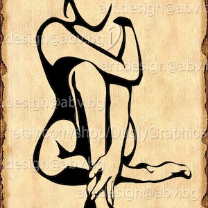 May include: Black and white silhouette of a person sitting with their legs crossed and one hand resting on their ankle.