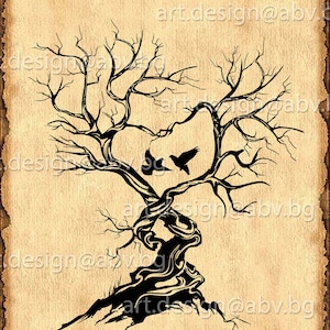 Vektor HOCHZEITSBAUM, Vögel, ai, eps, pdf, PNG, svg, dxf, jpg Bild Grafik Digitaler Download Kunstwerk, graphisch, Rabatt-Coupons