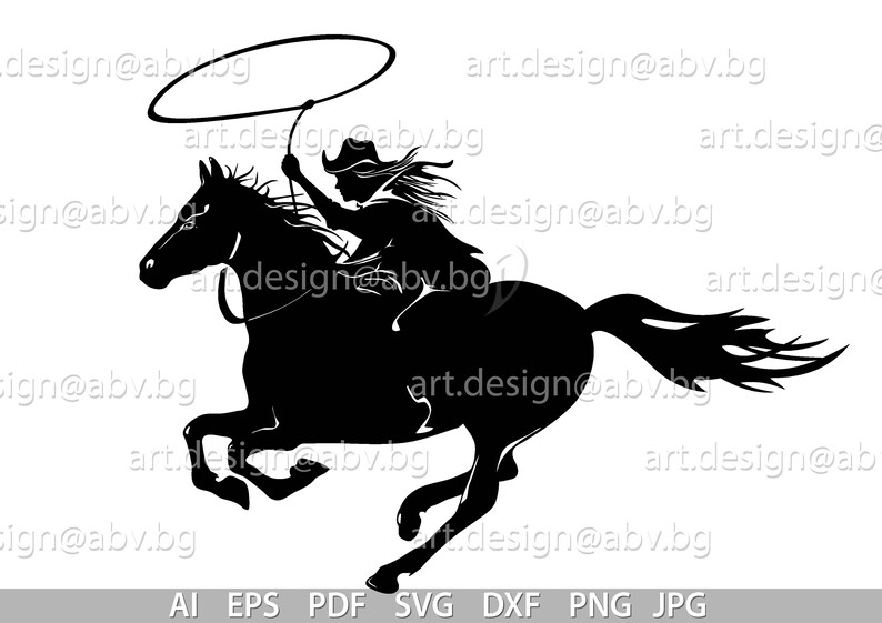 Download Vector COWGIRL on horse AI eps pdf svg dxf png jpg | Etsy
