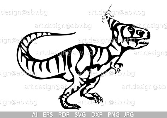 Download Vector T Rex With Party Hat Dinosaur Ai Eps Pdf Svg Dxf Etsy