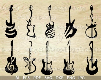 Vector GUITARS, AI, eps, pdf, svg, dxf, png, jpg  Download, collection, models library, musical instruments