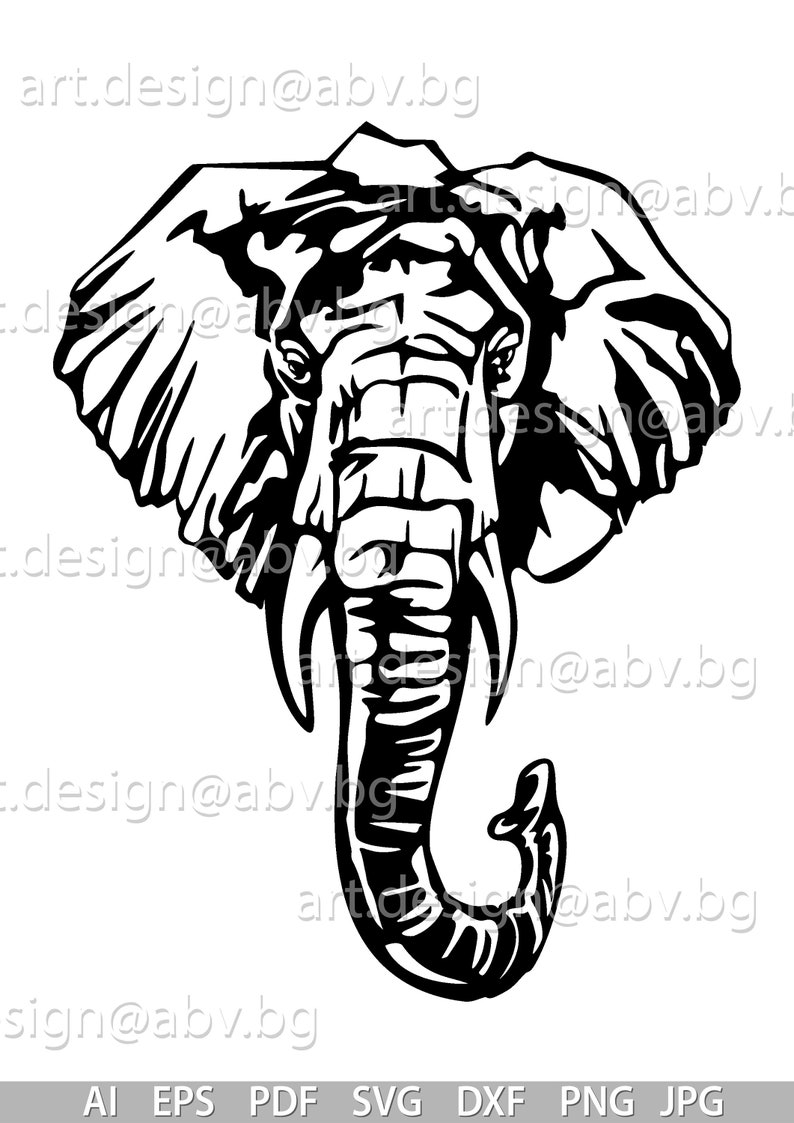 Vector ELEPHANT Head AI Eps Pdf Svg Dxf Png Jpg - Etsy