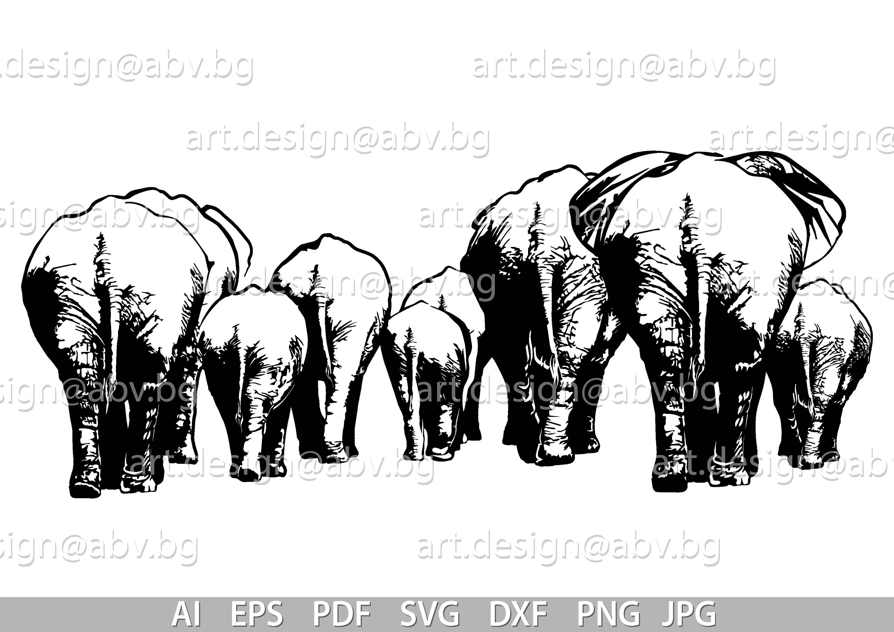 Vector ELEPHANTS Family, AI, Eps, Pdf, Svg, Dxf, Png, Jpg Download ...