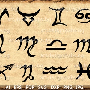 Vektor Sternzeichen, symbole, AI, eps, pdf, svg, dxf, png, jpg Download