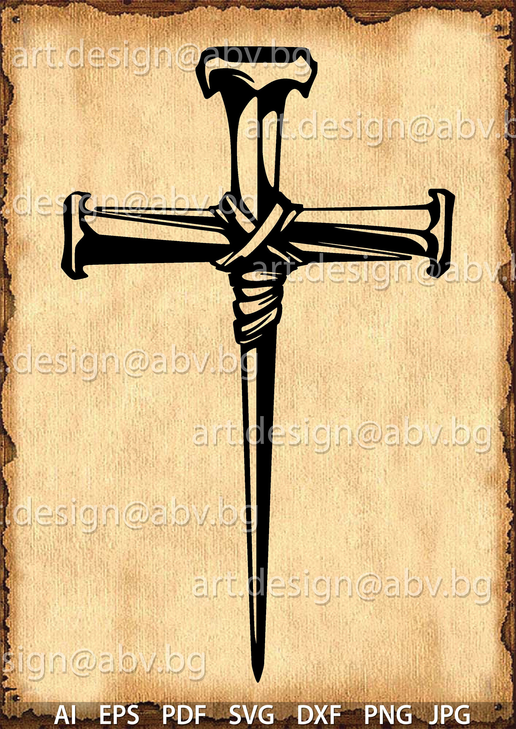 Vector CROSS of Nails SVG Dxf AI Png Pdf Eps Jpg - Etsy