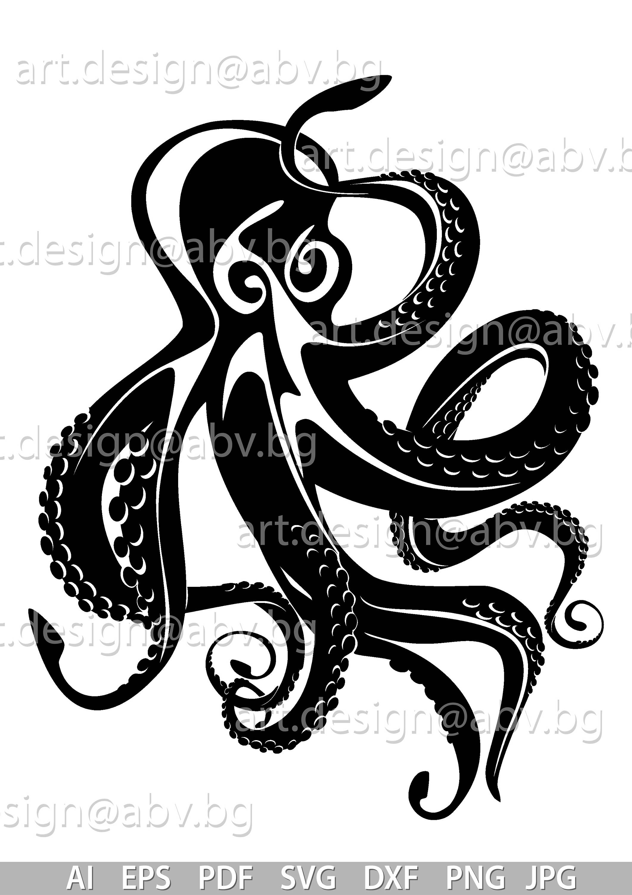 Vector OCTOPUS, Devil-fish, AI, Eps, Pdf, Svg, Dxf, Png, Jpg Image ...