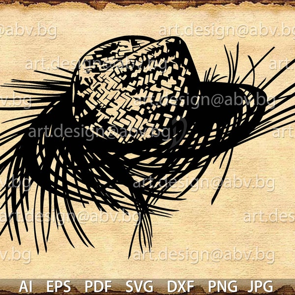 Vector STRAW HAT, AI, eps, pdf, png, svg, dxf, jpg Download files, Digital, svg hat, summer hat, graphical, coupons