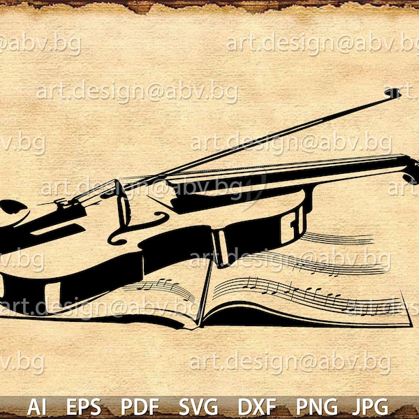 Vector VIOLIN, AI, eps,PNG, pdf, svg, dxf, jpg Télécharger, collection, musique, notes, coupons de réduction