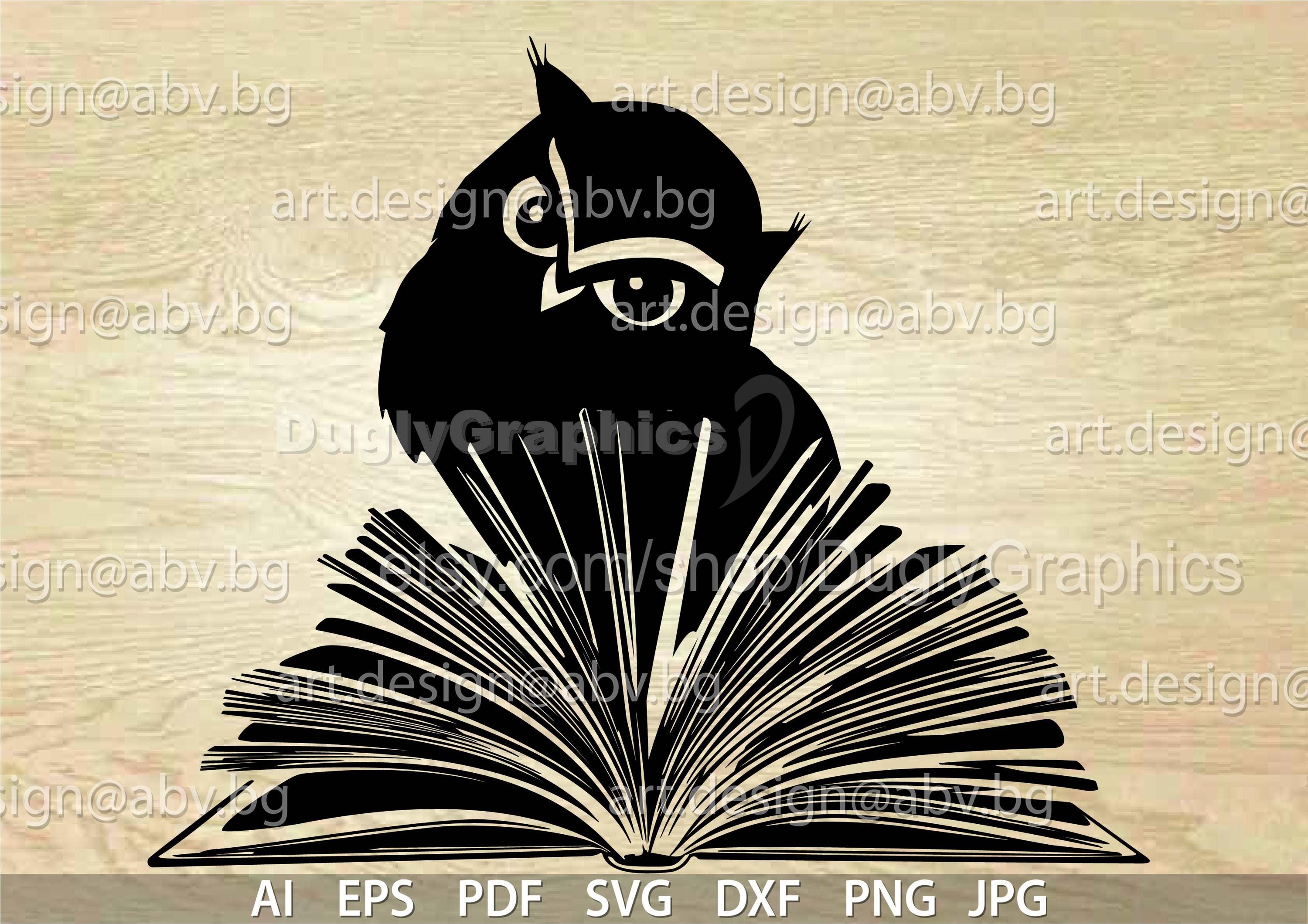Owl Graduation Vector Graphic, Book Clipart (Digital Download)