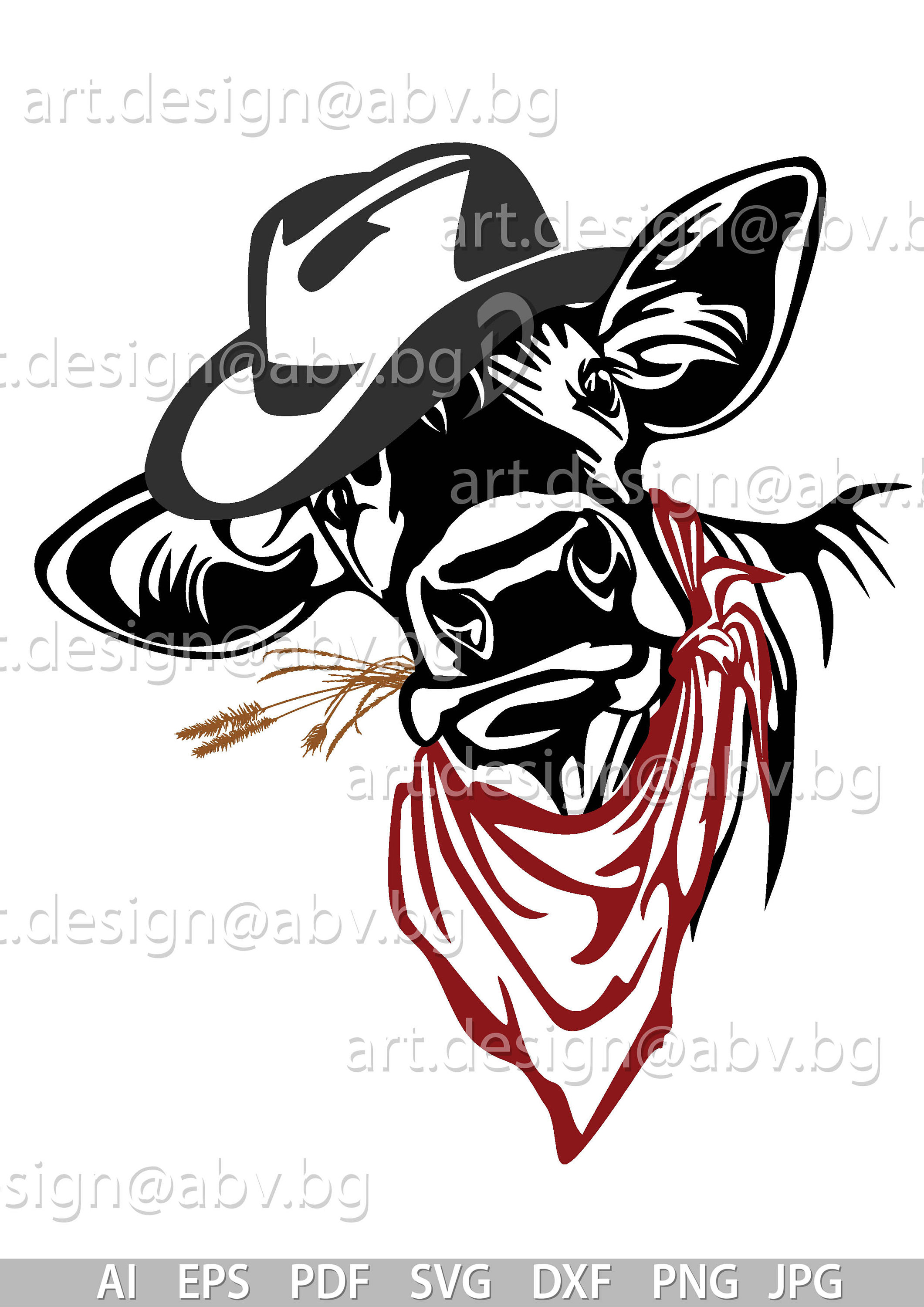 Vector COW With Hat Bandana and Flower 
