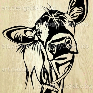 Vector COW with bell, calf, head, AI, png, eps, pdf, svg, dxf, jpg Instant Download, graphical image Art Print, Digital image
