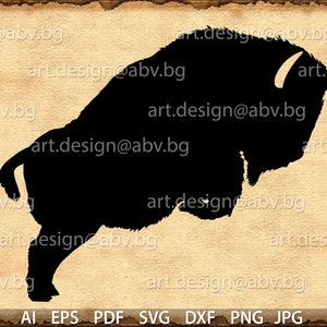 Vector BUFFALO, bison, AI, eps, pdf, png, svg, dxf, jpg Image Graphic Digital Download Artwork, graphical, animal trails