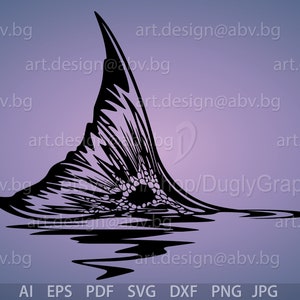 Vector RED FISH FIN drawing, ai, eps, pdf, png, svg, dxf, jpg Image Graphic tail Digital Download Artwork, stylized, graphical, coupons