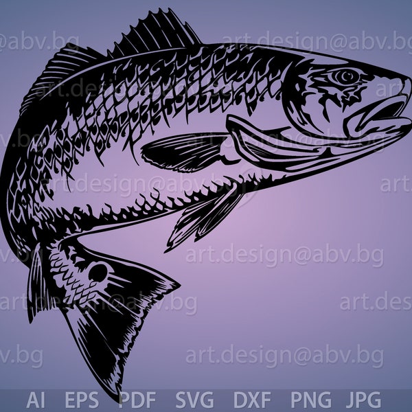 Vector RED FISH, AI, eps, pdf, png, svg, dxf, jpg Image Graphic Digital Download Artwork, graphical, discount coupons