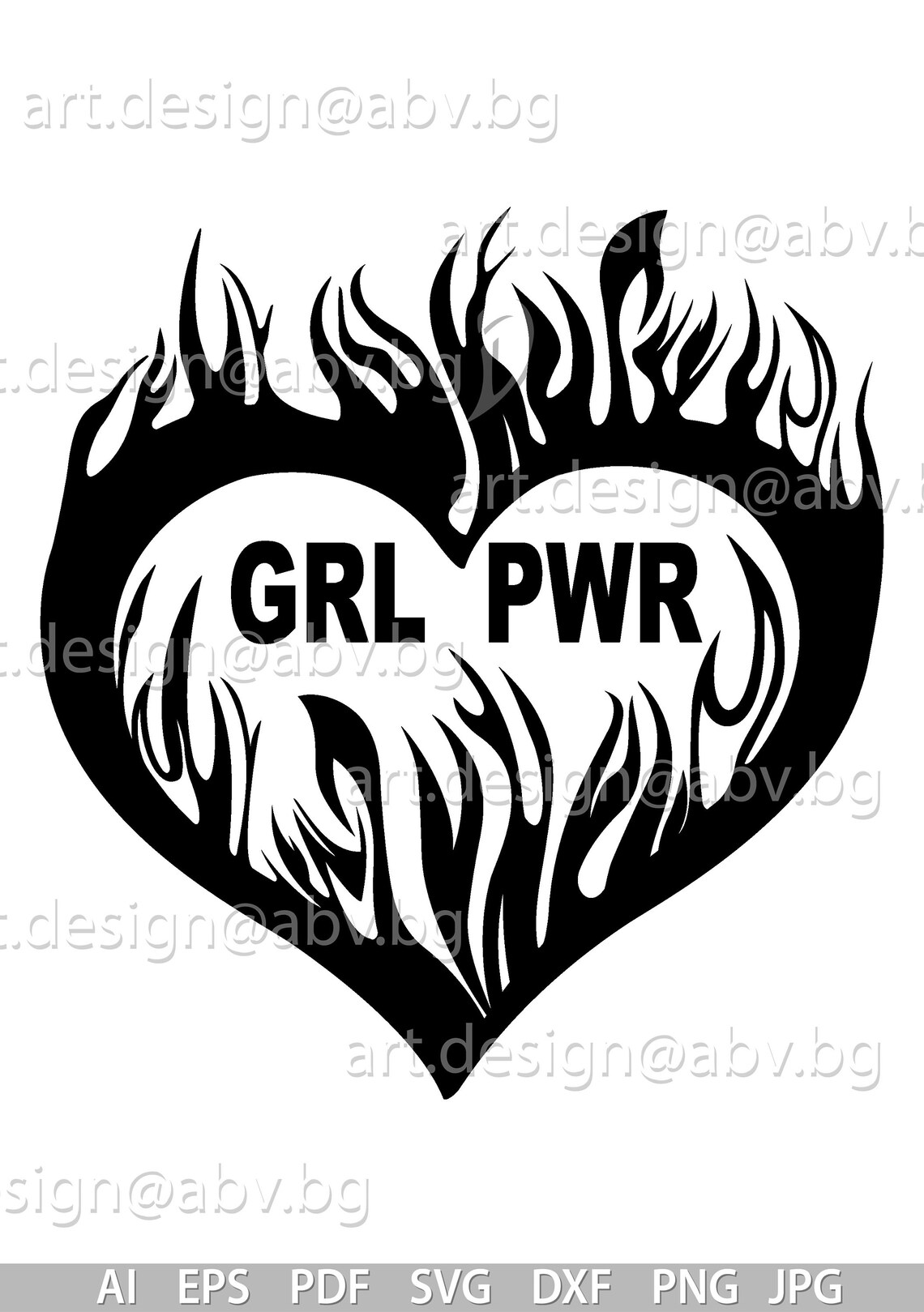 Download Vector GRL PWR heart ai epspdf png dxf svg jpg | Etsy