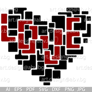 Wektor SERCE, MIŁOŚĆ, puzzle, AI, eps, pdf, svg, png, dxf, jpg Pobierz pliki, cyfrowe, miłość, graficzne, kupony