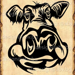 Vector COW, calf, head, AI, PNG, eps, pdf, svg, dxf, jpg Instant Download, graphical image Art Print, muzzle, heifer, Digital image