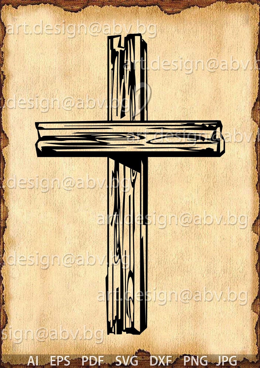 Vector WOODEN CROSS, Svg, Dxf, AI, Png, Pdf, Eps, Jpg Download