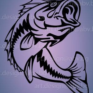 Vector FISH, Largemouth Bass, AI, eps, pdf, PNG, svg, dxf, jpg Image Graphic Digital Download Artwork, graphical, discount coupons
