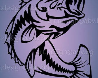 Largemouth Bass Vector: Fish Graphic Art (Digital Download)