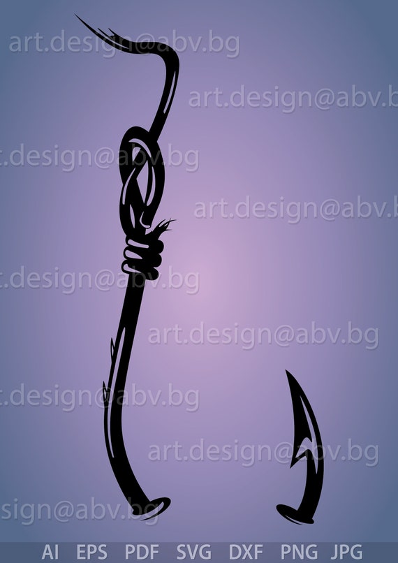 Vector FISHING HOOK, Hooked, AI, Eps, Pdf, Png, Svg, Dxf, Jpg Image Graphic  Digital Download Artwork, Graphical, Discount Coupons 