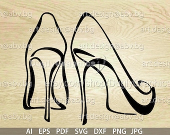 Luxury High Heel Shoes Vector Graphics (Digital Download)
