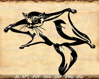 Gráfico vectorial de ardilla voladora estilizada (descarga digital)