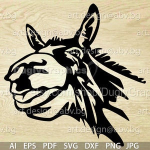 Vector PLAYFUL DONKEY head, ai eps dxf svg pdf png jpg Download, Digital image, graphical, animal farm