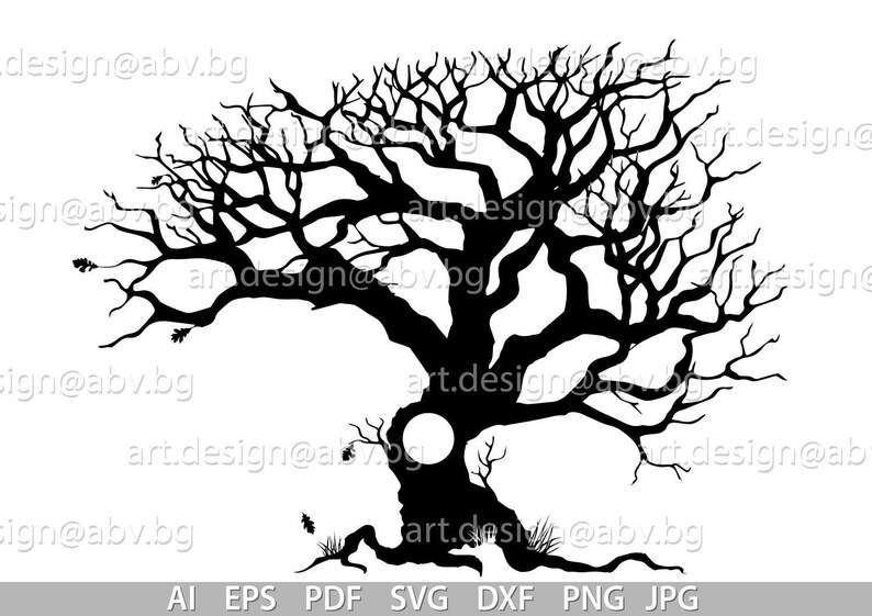 Download Vector OAK TREE AI eps pdf svg dxf png jpg Image | Etsy