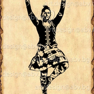 Vector HIGHLAND DANCER, SVG, ai, eps, png, pdf, jpg Image Graphic Digital Download, Scottish highland dance, music