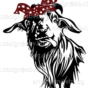 Vector GOAT with bandana, 3 colors, AI, png, eps, pdf, svg, dxf, jpg Download, Digital image, graphical, animal, discount coupons