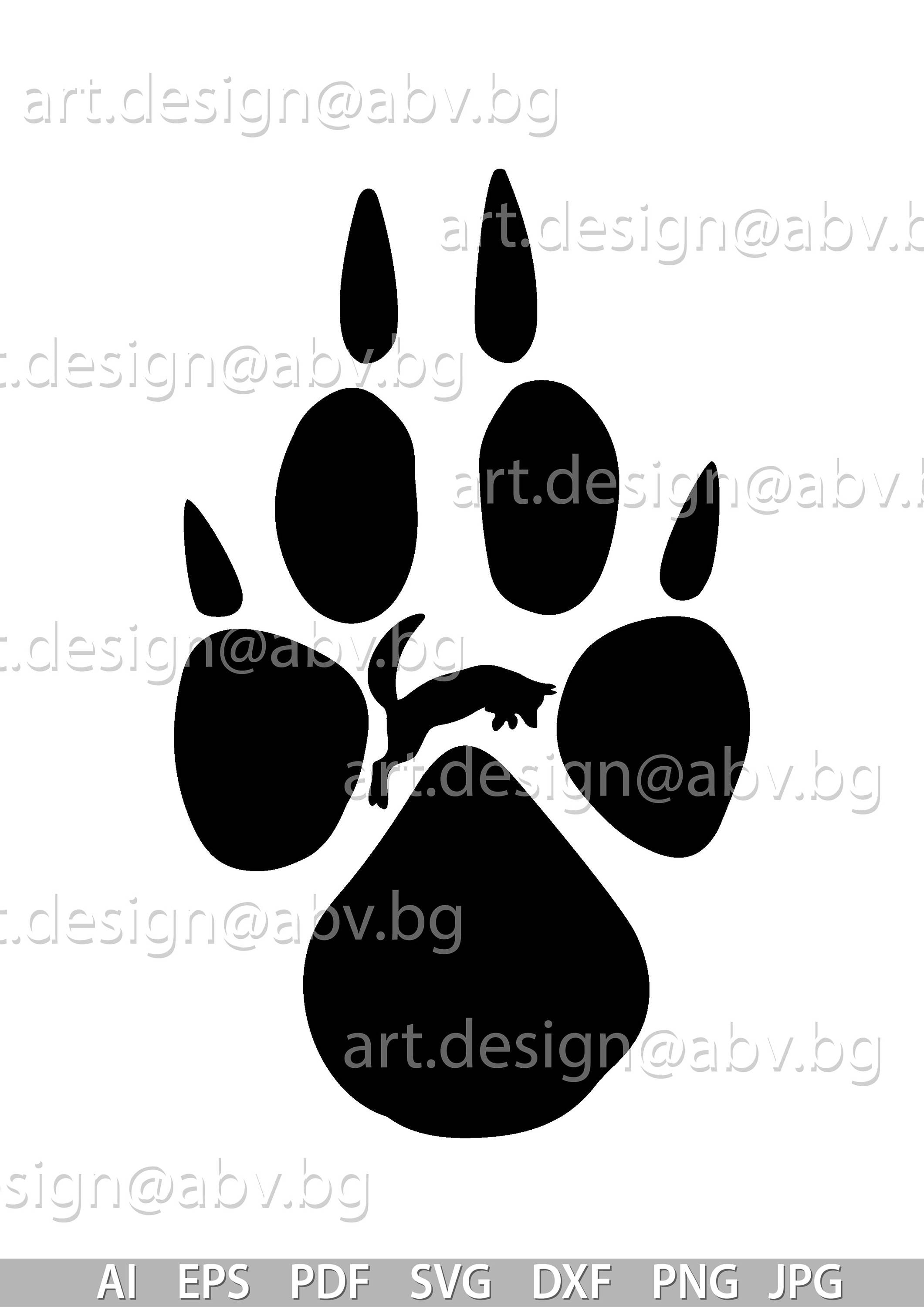 Fox Paw Print Vector Image: Animal Tracks Graphic (digital