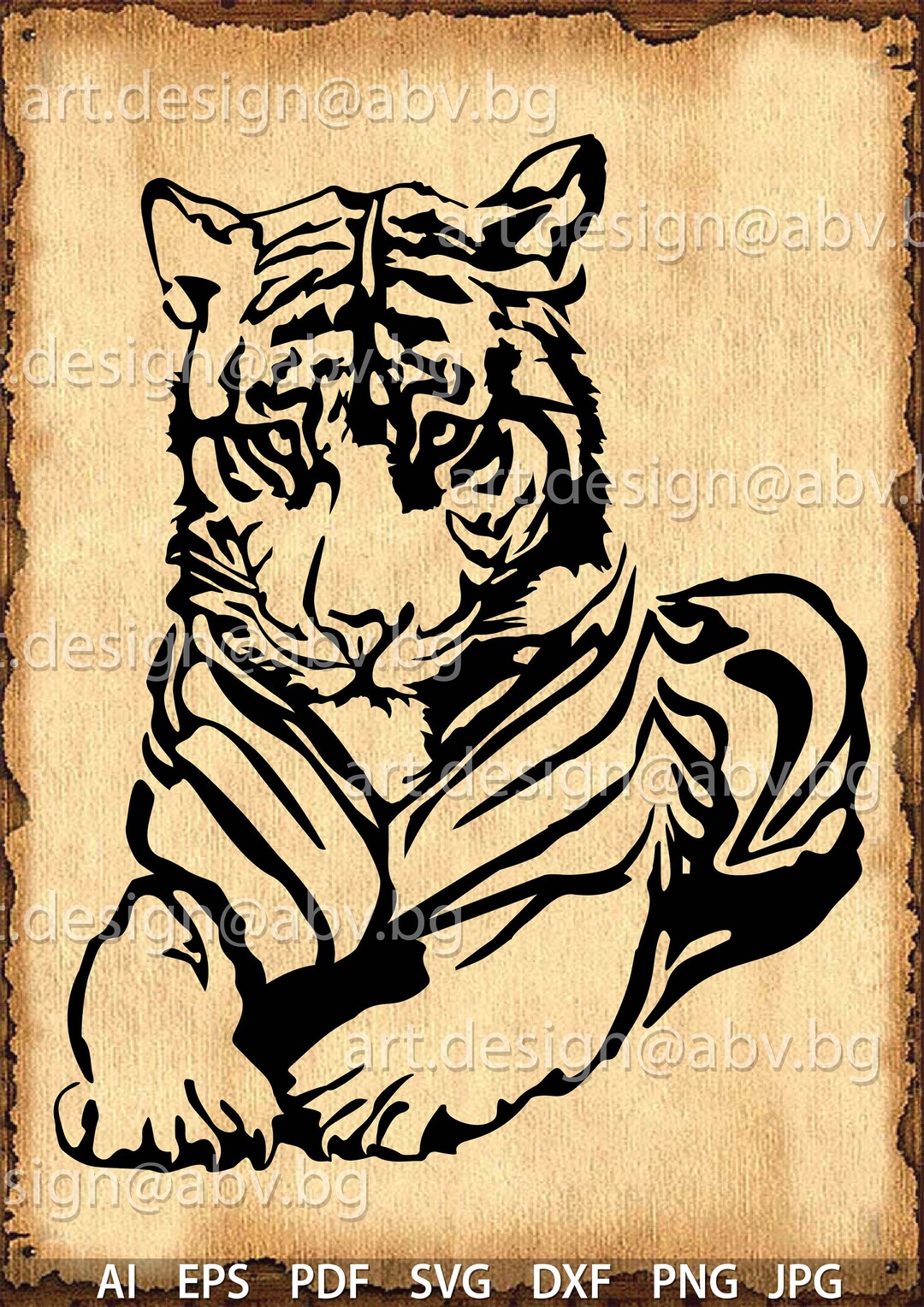 Vector TIGER, AI, Eps, Pdf, SVG, Dxf, Png, Jpg Instant Download ...